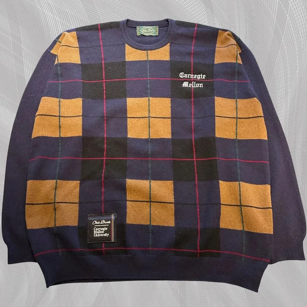 Oak Brook x Carnegie Mellon University Upcycled Tartan Plaid Sweater Size XXL